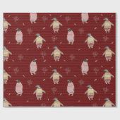 かわいいペンギン鳥の冬のセーターおもしろい動物アート ラッピングペーパー (フラット)