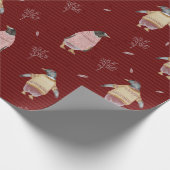 かわいいペンギン鳥の冬のセーターおもしろい動物アート ラッピングペーパー (角)