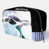 かわいいペンギン黒と青の水彩旅行 ドップキット (右コーナー)