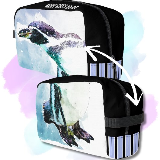 かわいいペンギン黒と青の水彩旅行 ドップキット