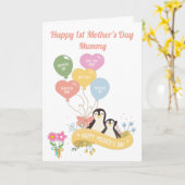 かわいいペンギン1st母の日 カード (黄色い花)