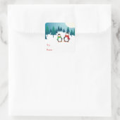 かわいいペンギン2羽 スクエアシール (バッグ)