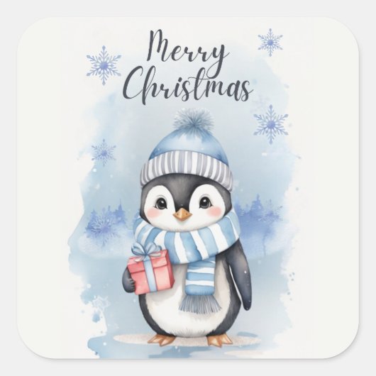 「かわいいペンギン2」 スクエアシール (正面)