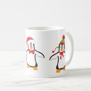 かわいいペンギン3匹のダンス コーヒーマグカップ