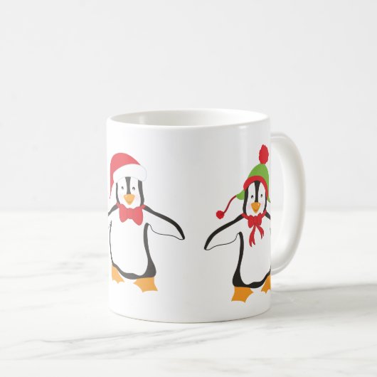 かわいいペンギン3匹のダンス コーヒーマグカップ (正面右)