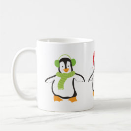 かわいいペンギン3匹のダンス コーヒーマグカップ
