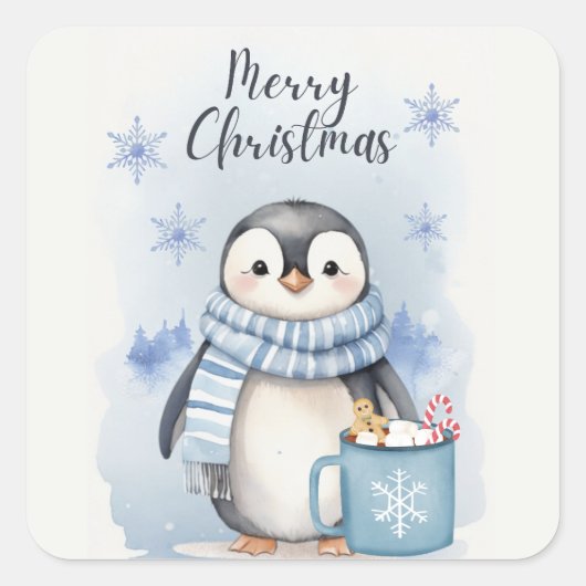 「かわいいペンギン3」 スクエアシール (正面)