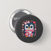 かわいいペンギン67シックスセブンバレンタインハート6 7 写真 缶バッジ (正面&裏面)