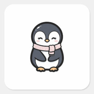 かわいいペンギン - かわいいイラスト スクエアシール