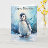 かわいいペンギン カード (黄色い花)