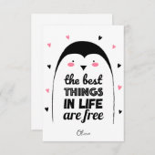 かわいいペンギン |ハッピーバレンタインデーホリデーカード 招待状 (正面/裏面)