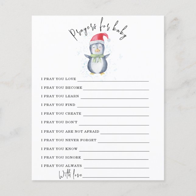 かわいいペンギン – パーティーゲーム |ベビーの祈りの言葉 (正面)