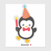 かわいいペンギン、パーティー帽子、爆竹、蝶ネクタイ シール (シート)