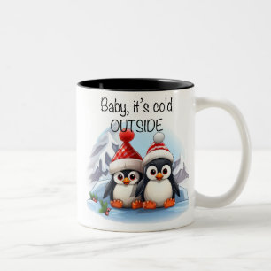 かわいいペンギン/ベビー外は寒い ツートーンマグカップ