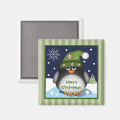 かわいいペンギン&メリークリスマス文字マグネット マグネット (正面/裏面)