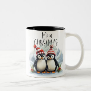 かわいいペンギン/メリークリスマス ツートーンマグカップ