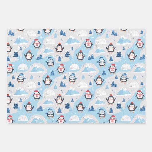 かわいいペンギン ラッピングペーパーシート (正面)