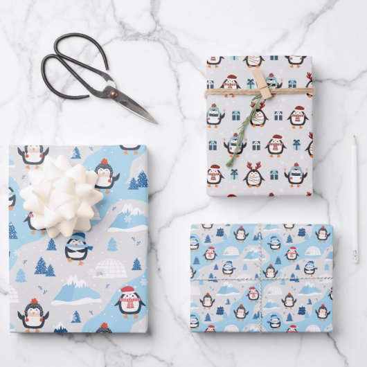 かわいいペンギン ラッピングペーパーシート (正面)