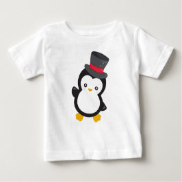 かわいいペンギン、リトルペンギン、トップハット ベビーTシャツ