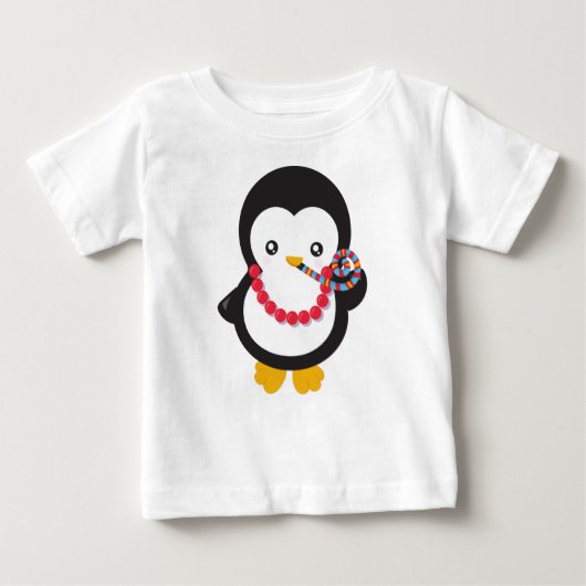 かわいいペンギン、リトルペンギン、パーティー笛 ベビーTシャツ (正面)