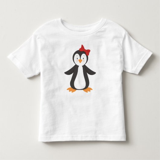かわいいペンギン、リトルペンギン、弓のペンギン トドラーTシャツ (正面)