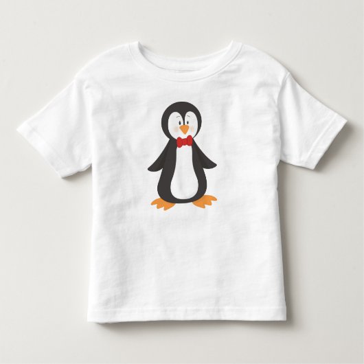 かわいいペンギン、リトルペンギン、蝶ネクタイ付きペンギン トドラーTシャツ (正面)
