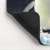 かわいいペンギン&冬のムーンクリスマスマウスマット マウスパッド (コーナー)