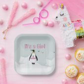 かわいいペンギン「女の子だ」赤ちゃんシャワー ペーパープレート (パーティー)