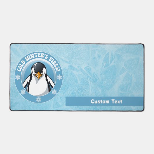 かわいいペンギン、寒い冬の雰囲気 デスクマット (正面)