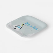 かわいいペンギン「男の子だ」赤ちゃんシャワー ペーパープレート (傾斜あり)