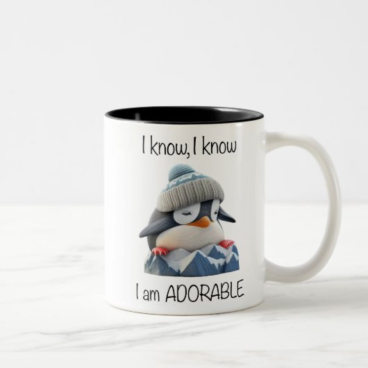 かわいいペンギン/私は愛らしい ツートーンマグカップ (右)