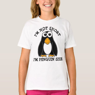 かわいいペンギンI'm Shortおもしろい引用文 Tシャツ