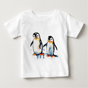 かわいいペンクイン ベビーTシャツ