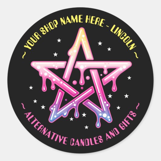 かわいいペンタグラムウィッチクラフトゴシッククラシック体ラウンド ラウンドシール (正面)