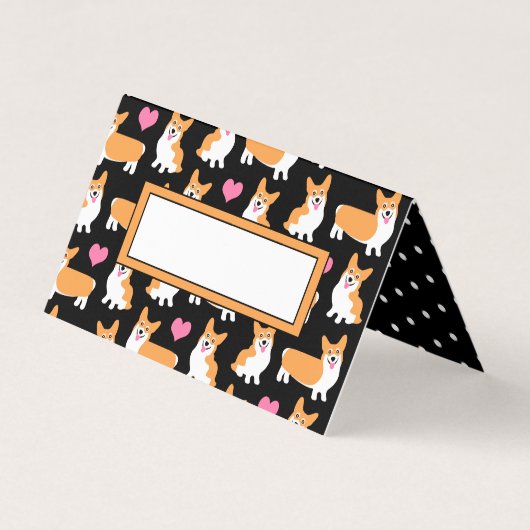 かわいいペンブロークウェルシュコルギステーブルプレイスセッティングバス 名刺 (正面)