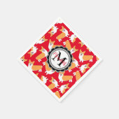 かわいいペンブロークウェルシュコーギーモノグラムレッド スタンダードカクテルナプキン (角)