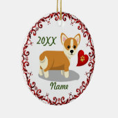 かわいいペンブロークウェルシュコーギー子犬クリスマス セラミックオーナメント (右)