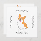 かわいいペンブロークウェルシュコーギー誕生パーティー 招待状 (正面/裏面)