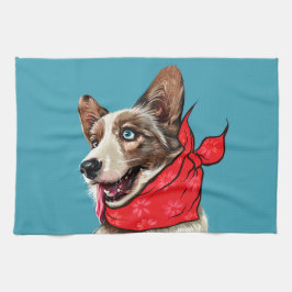 かわいいペンブロークウェルシュコーギー キッチンタオル