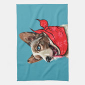 かわいいペンブロークウェルシュコーギー キッチンタオル (縦)