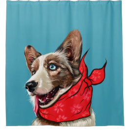 かわいいペンブロークウェルシュコーギー シャワーカーテン