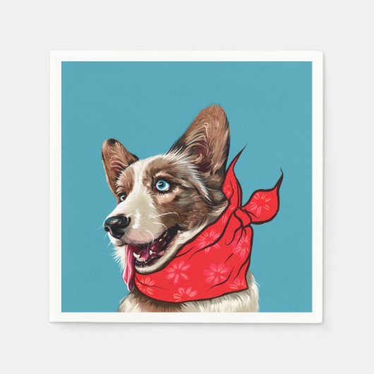 かわいいペンブロークウェルシュコーギー スタンダードカクテルナプキン (正面)
