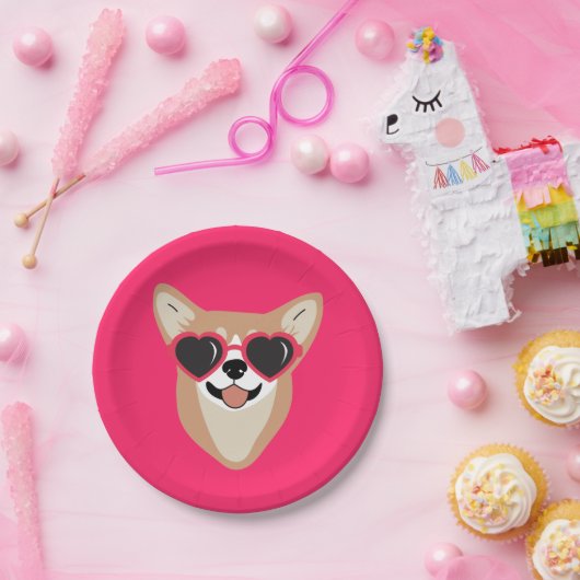 かわいいペンブロークピンクウェルシュコーギー ペーパープレート (パーティー)