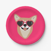 かわいいペンブロークピンクウェルシュコーギー ペーパープレート (正面)