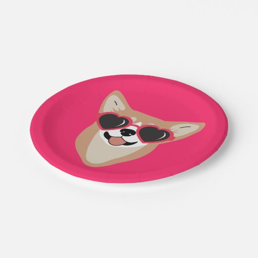 かわいいペンブロークピンクウェルシュコーギー ペーパープレート (アングル)