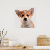かわいいペンブローク・ウェルシュ・コーギー子犬の肖像（2） ポスター (キッチン)