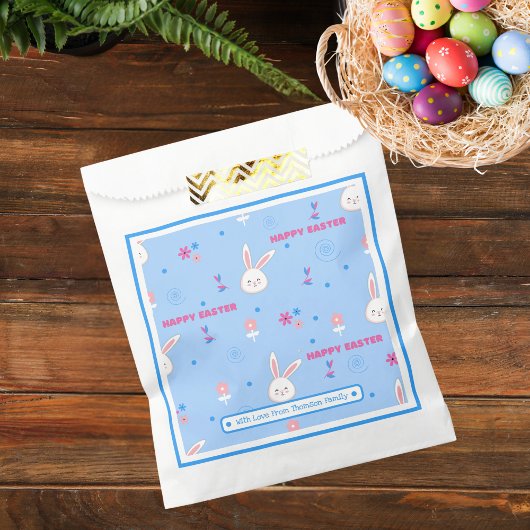 かわいいペーストブルーカラーイースターバニーフローラ フェイバーバッグ