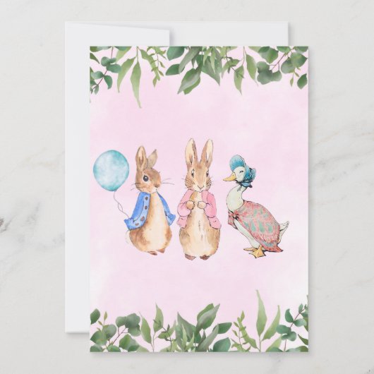 かわいいペーターラビットベビーインガールシャワー招待状 招待状 (裏面)