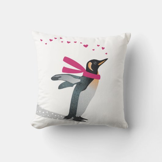 かわいいペ吹ンギンのハートキス。 クッション (正面)