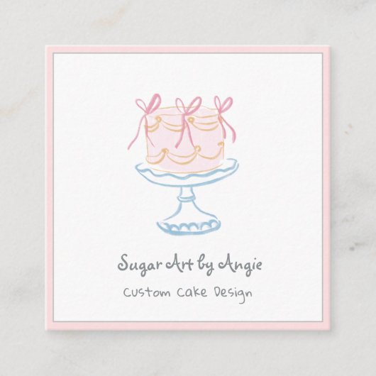 かわいいホイッスルケーキデコレーターベーカリー四角形 スクエア名刺 (正面)